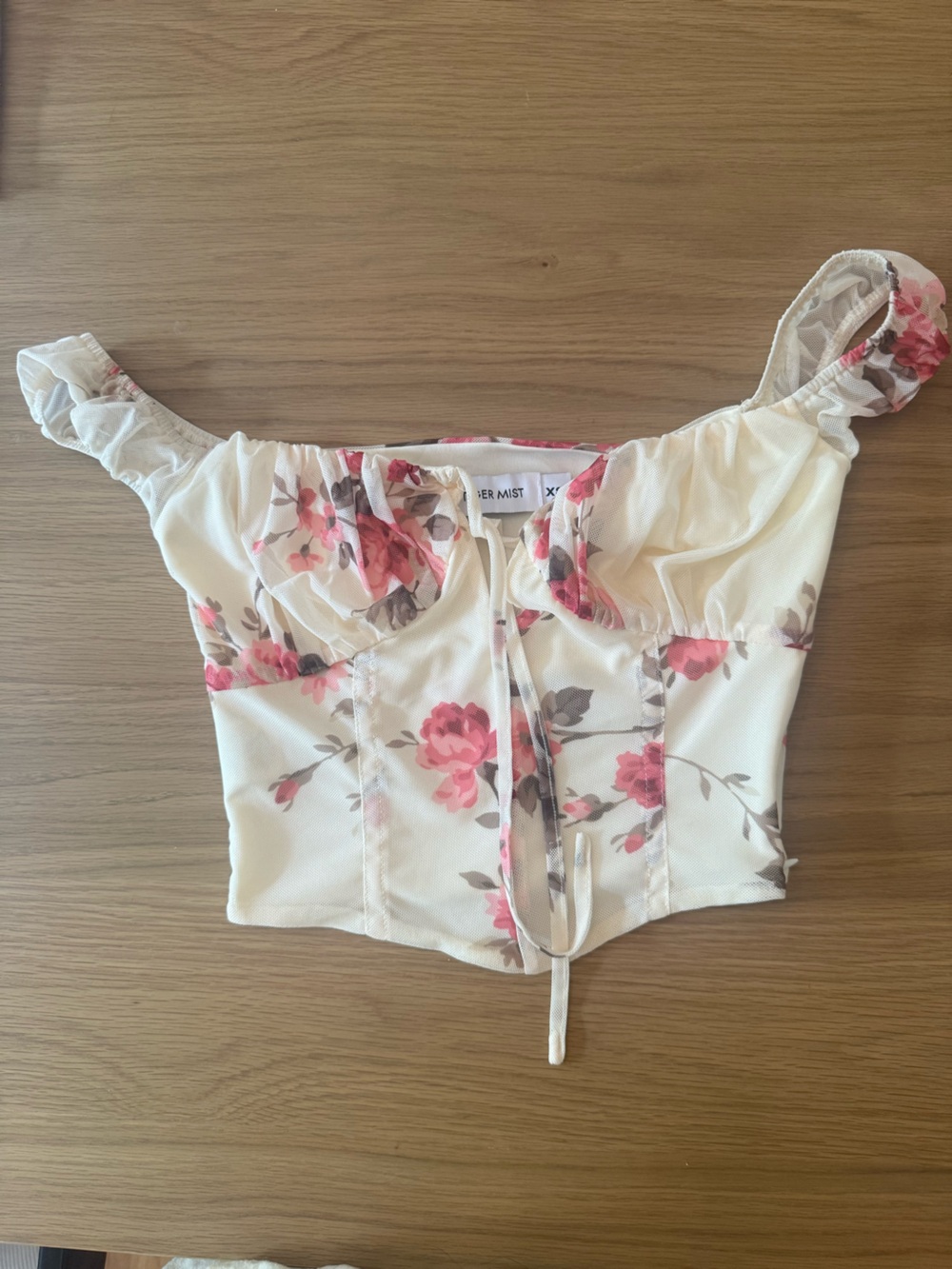 NWOT Tiger Mist pastel yellow floral corset top size xs